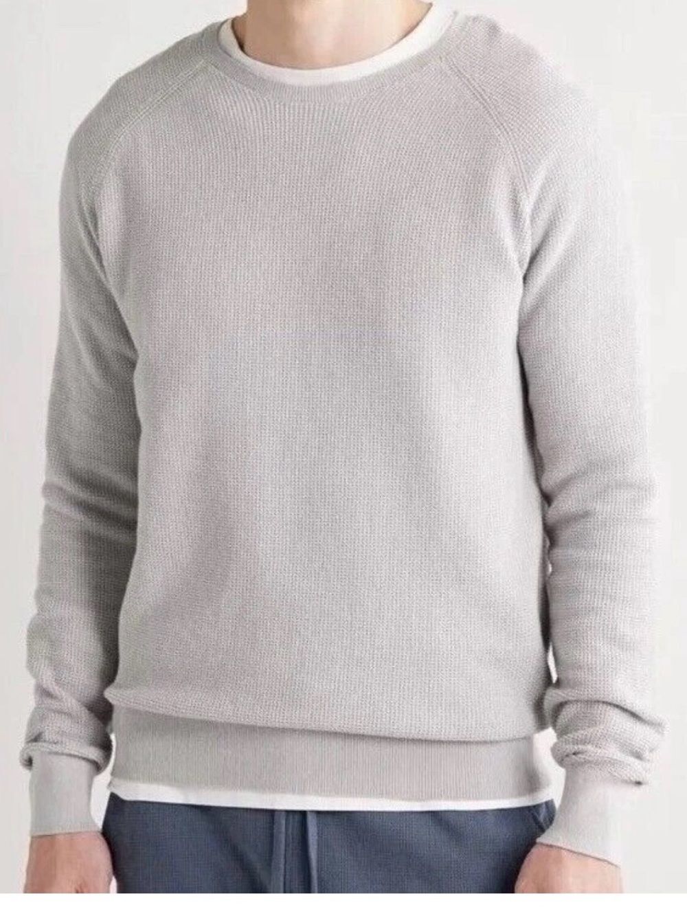 Onia Waffle Gray Cashmere Blend Long Sleeve Crewneck Shirt/Sweater Lightweight